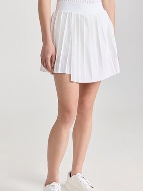 Varley White Pleated Mini Skirt